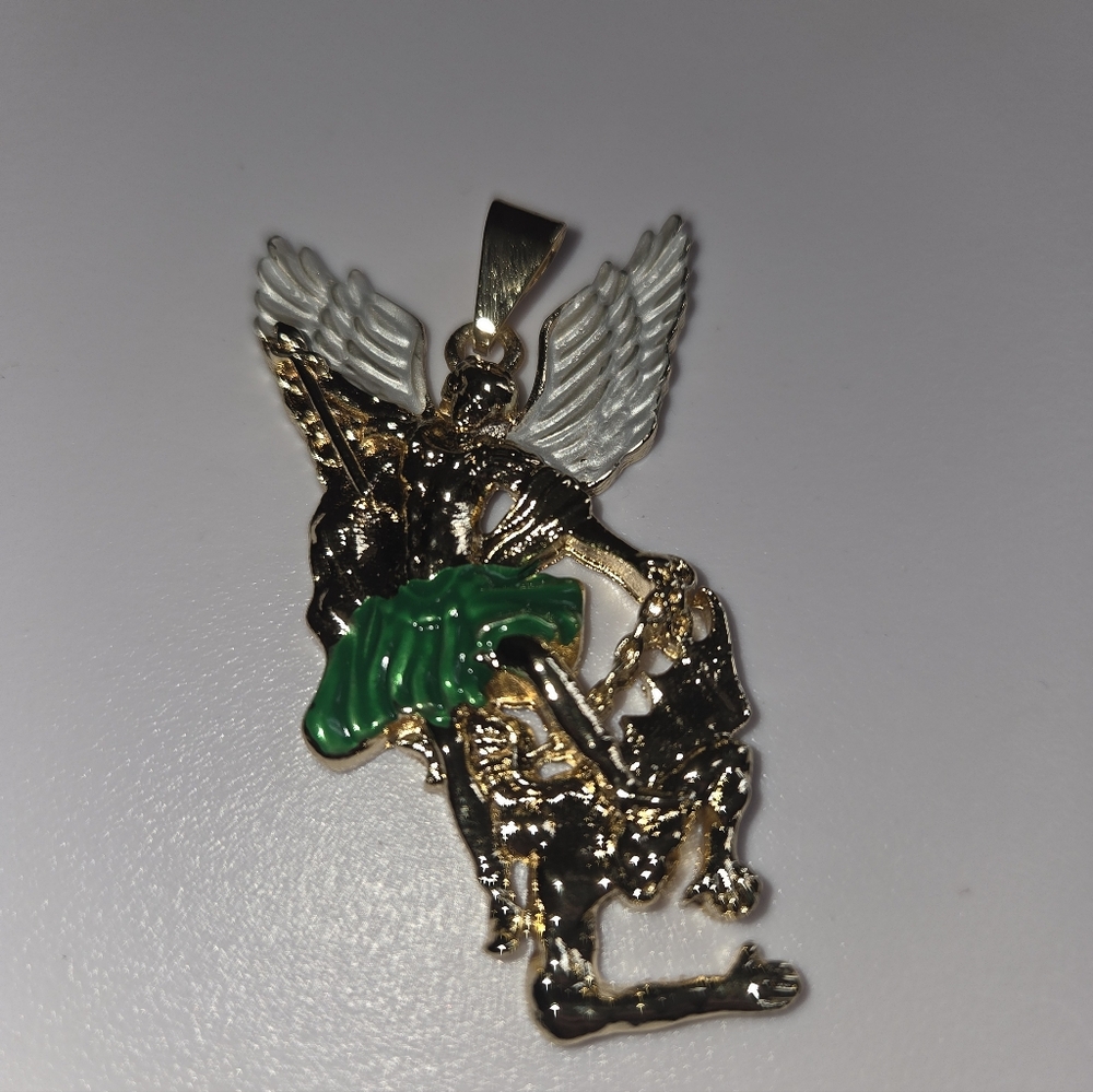 Gold and Green Angel Pendant